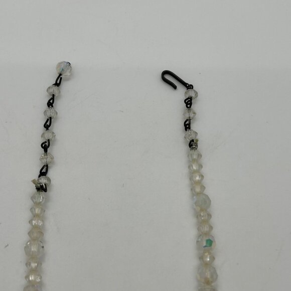 Vintage Clear Faceted Glass Bead Necklace With Shepherds Hook Clasp 1940-1950s - Picture 13 of 14